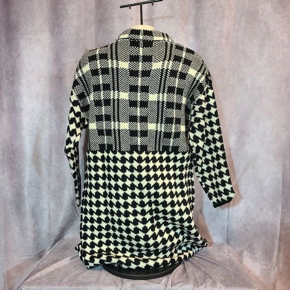 CENY Houndstooth Pocket Front Cardigan Size Small - Picture 3 of 5